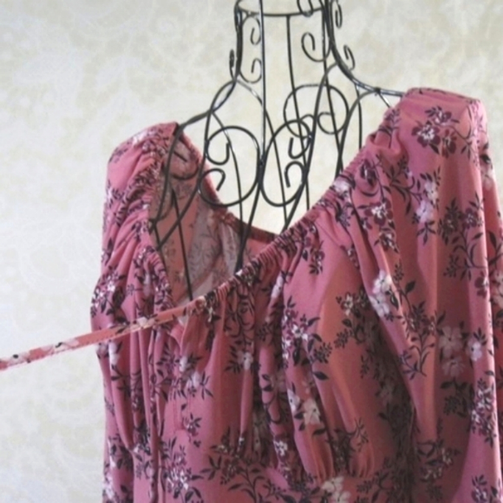 LILY ROSE Pink Floral Long Sleeve Dress -S